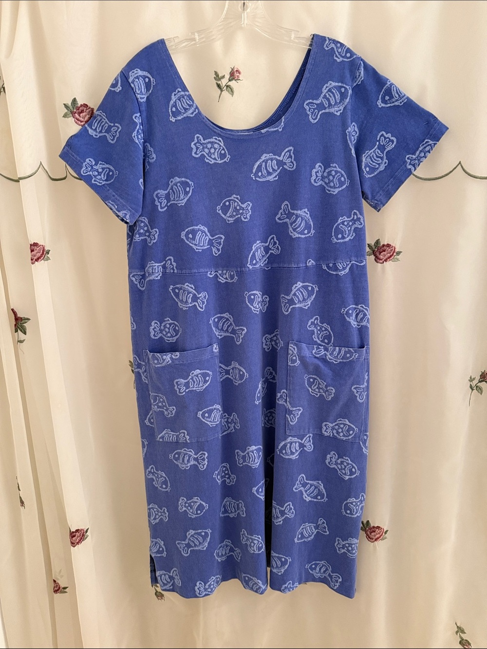 Fresh Produce Blue Fish-Print Midi Dress